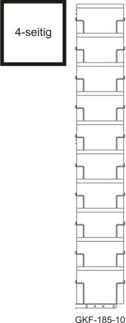 Bodenständer, 40 Fächer 185 mm, 4-seitig, 1-reihig, 1150 mm, schwarz eloxiert